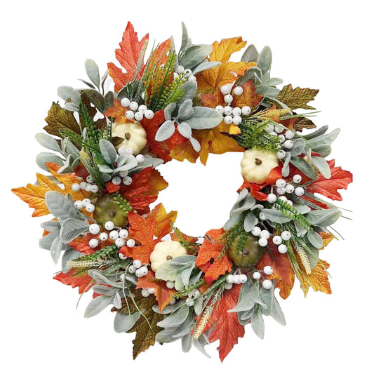 Fall Wreaths for Front Door 24 Inch Large Fall Eucalyptus Wreath Fall Front Door Wreath Artificial Autumn Pumpkin Wreath for Harvest Thanksgiving Halloween Indoor and Outddor Decor