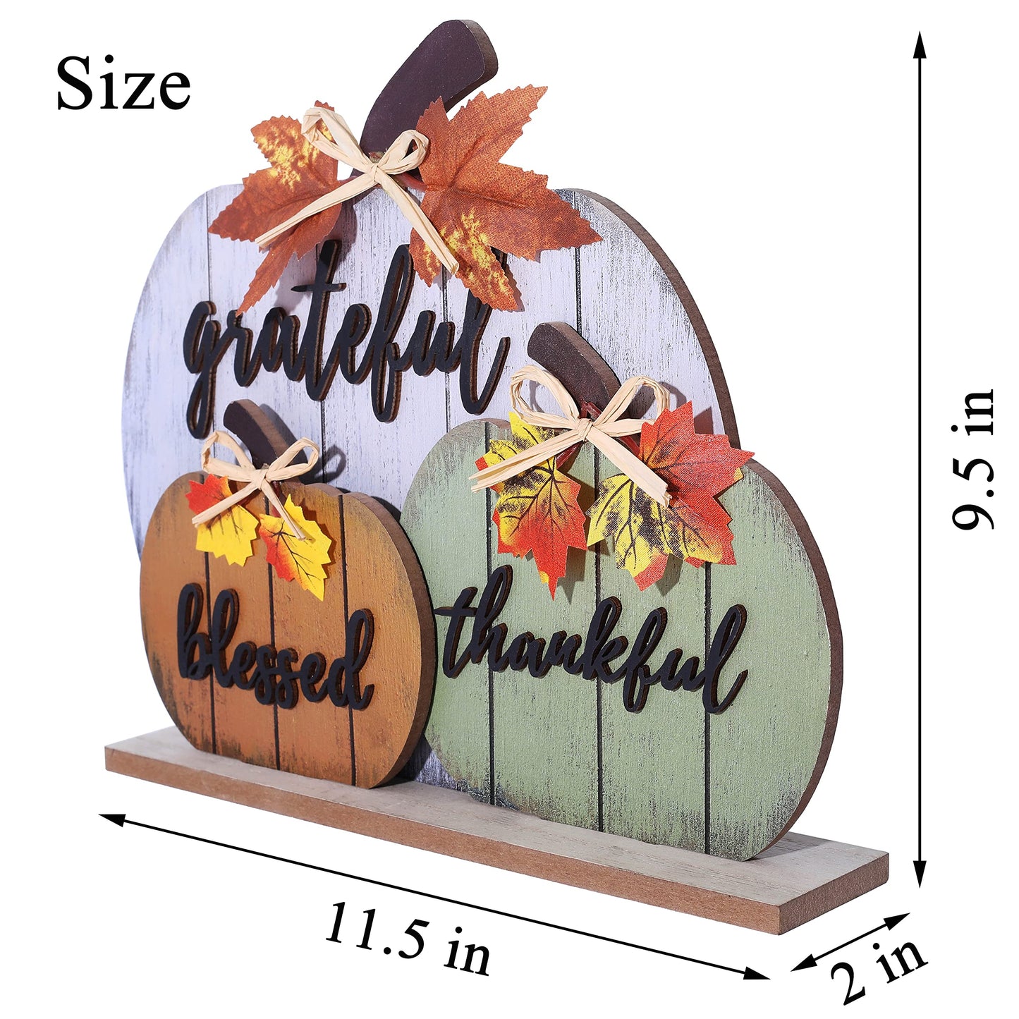 CYNOSA Fall Decorations for Home Blessed Grateful Thankful Fall Decor Wooden Pumpkin Tabletop Signs for Home Thanksgiving Farmhouse Living Room Harvest